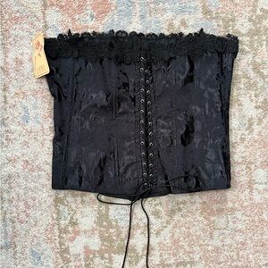 Empire Intimates Vintage Black Lace-Up Corset Top NWT